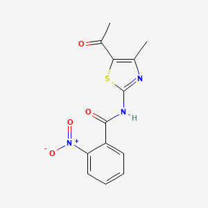 molecular formula C13H11N3O4S B2965322 N-(5-acetyl-4-methyl-1,3-thiazol-2-yl)-2-nitrobenzamide CAS No. 391219-68-4