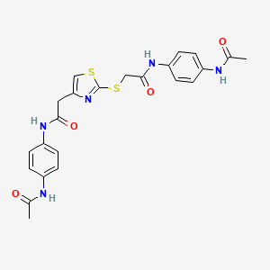 molecular formula C23H23N5O4S2 B2965327 N-(4-acetamidophenyl)-2-((4-(2-((4-acetamidophenyl)amino)-2-oxoethyl)thiazol-2-yl)thio)acetamide CAS No. 941937-49-1