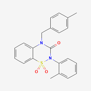 molecular formula C22H20N2O3S B2965335 4-(4-methylbenzyl)-2-(o-tolyl)-2H-benzo[e][1,2,4]thiadiazin-3(4H)-one 1,1-dioxide CAS No. 942034-42-6