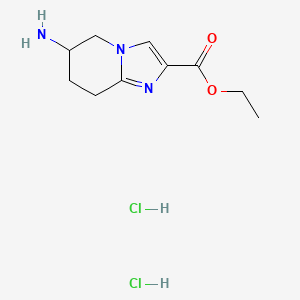 molecular formula C10H17Cl2N3O2 B2965342 ethyl6-amino-5H,6H,7H,8H-imidazo[1,2-a]pyridine-2-carboxylatedihydrochloride CAS No. 2305255-47-2