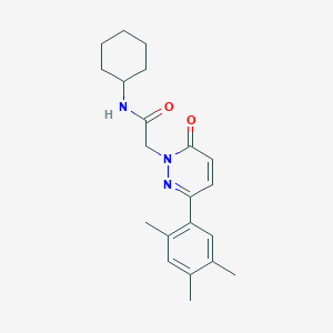 molecular formula C21H27N3O2 B2965472 N-cyclohexyl-2-[6-oxo-3-(2,4,5-trimethylphenyl)-1,6-dihydropyridazin-1-yl]acetamide CAS No. 941883-74-5