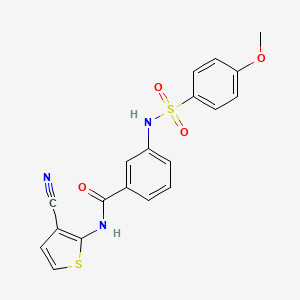 molecular formula C19H15N3O4S2 B2965511 N-(3-cyanothiophen-2-yl)-3-(4-methoxybenzenesulfonamido)benzamide CAS No. 898441-28-6
