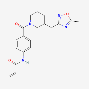 molecular formula C19H22N4O3 B2965522 N-(4-{3-[(5-methyl-1,2,4-oxadiazol-3-yl)methyl]piperidine-1-carbonyl}phenyl)prop-2-enamide CAS No. 2361744-52-5