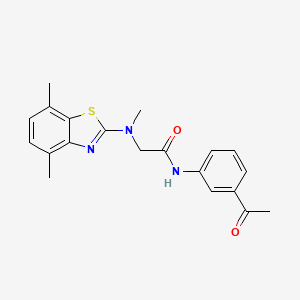 molecular formula C20H21N3O2S B2965528 N-(3-acetylphenyl)-2-((4,7-dimethylbenzo[d]thiazol-2-yl)(methyl)amino)acetamide CAS No. 1351612-13-9