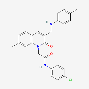 molecular formula C26H24ClN3O2 B2965536 N-(4-chlorophenyl)-2-(7-methyl-3-{[(4-methylphenyl)amino]methyl}-2-oxo-1,2-dihydroquinolin-1-yl)acetamide CAS No. 932469-71-1