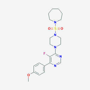 molecular formula C21H28FN5O3S B2965568 1-({4-[5-Fluoro-6-(4-methoxyphenyl)pyrimidin-4-yl]piperazin-1-yl}sulfonyl)azepane CAS No. 2380186-84-3