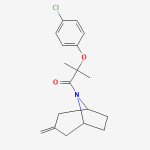 molecular formula C18H22ClNO2 B2965571 2-(4-Chlorophenoxy)-2-methyl-1-{3-methylidene-8-azabicyclo[3.2.1]octan-8-yl}propan-1-one CAS No. 2310098-56-5