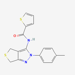 molecular formula C17H15N3OS2 B2965592 N-[2-(4-methylphenyl)-2H,4H,6H-thieno[3,4-c]pyrazol-3-yl]thiophene-2-carboxamide CAS No. 361172-71-6