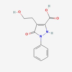 molecular formula C12H12N2O4 B2965610 4-(2-hydroxyethyl)-5-oxo-1-phenyl-2,5-dihydro-1H-pyrazole-3-carboxylic acid CAS No. 1219545-40-0