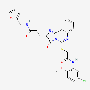 molecular formula C27H24ClN5O5S B2965617 3-[5-({[(5-chloro-2-methoxyphenyl)carbamoyl]methyl}sulfanyl)-3-oxo-2H,3H-imidazo[1,2-c]quinazolin-2-yl]-N-[(furan-2-yl)methyl]propanamide CAS No. 1037293-33-6