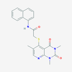 molecular formula C22H20N4O3S B2965619 N-(naphthalen-1-yl)-2-((1,3,6-trimethyl-2,4-dioxo-1,2,3,4-tetrahydropyrido[2,3-d]pyrimidin-5-yl)thio)acetamide CAS No. 899747-10-5