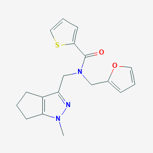 molecular formula C18H19N3O2S B2965626 N-(furan-2-ylmethyl)-N-((1-methyl-1,4,5,6-tetrahydrocyclopenta[c]pyrazol-3-yl)methyl)thiophene-2-carboxamide CAS No. 1798487-94-1