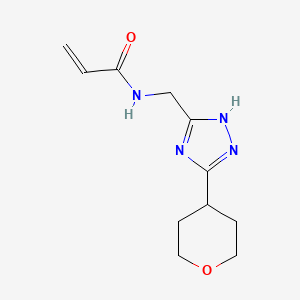 molecular formula C11H16N4O2 B2965645 N-{[5-(oxan-4-yl)-4H-1,2,4-triazol-3-yl]methyl}prop-2-enamide CAS No. 2361646-09-3
