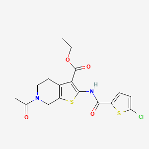 molecular formula C17H17ClN2O4S2 B2965651 Ethyl 6-acetyl-2-(5-chlorothiophene-2-carboxamido)-4,5,6,7-tetrahydrothieno[2,3-c]pyridine-3-carboxylate CAS No. 864858-15-1