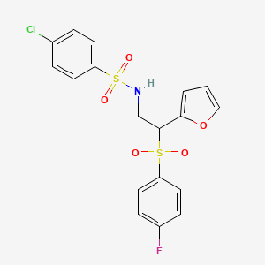 4-chloro-N-(2-((4-fluorophenyl)sulfonyl)-2-(furan-2-yl)ethyl)benzenesulfonamide