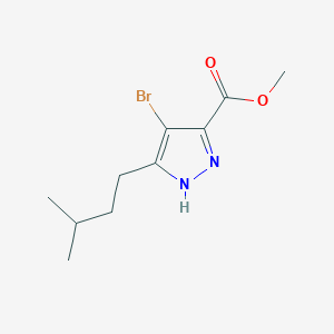 molecular formula C10H15BrN2O2 B2965675 methyl 4-bromo-5-(3-methylbutyl)-1H-pyrazole-3-carboxylate CAS No. 1491132-54-7