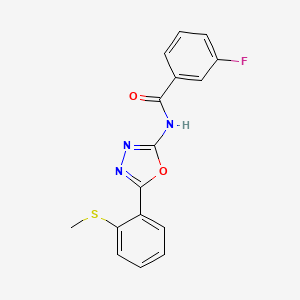 3-fluoro-N-[5-(2-methylsulfanylphenyl)-1,3,4-oxadiazol-2-yl]benzamide