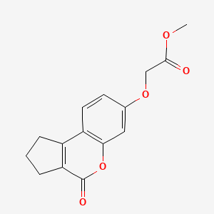 molecular formula C15H14O5 B2965699 methyl 2-({4-oxo-1H,2H,3H,4H-cyclopenta[c]chromen-7-yl}oxy)acetate CAS No. 304675-01-2