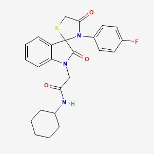 molecular formula C24H24FN3O3S B2965700 N-cyclohexyl-2-(3'-(4-fluorophenyl)-2,4'-dioxospiro[indoline-3,2'-thiazolidin]-1-yl)acetamide CAS No. 894565-43-6