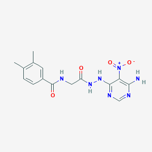 N-(2-(2-(6-amino-5-nitropyrimidin-4-yl)hydrazinyl)-2-oxoethyl)-3,4-dimethylbenzamide