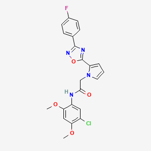 molecular formula C22H18ClFN4O4 B2965745 N-(5-chloro-2,4-dimethoxyphenyl)-2-{2-[3-(4-fluorophenyl)-1,2,4-oxadiazol-5-yl]-1H-pyrrol-1-yl}acetamide CAS No. 1261014-41-8