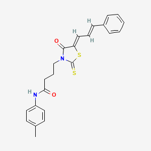 molecular formula C23H22N2O2S2 B2965746 N-(4-METHYLPHENYL)-4-[(5Z)-4-OXO-5-[(2E)-3-PHENYLPROP-2-EN-1-YLIDENE]-2-SULFANYLIDENE-1,3-THIAZOLIDIN-3-YL]BUTANAMIDE CAS No. 1164556-46-0