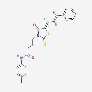 molecular formula C23H22N2O2S2 B2965746 N-(4-methylphenyl)-4-[(5Z)-4-oxo-5-[(E)-3-phenylprop-2-enylidene]-2-sulfanylidene-1,3-thiazolidin-3-yl]butanamide CAS No. 1164556-46-0