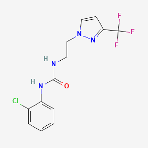 molecular formula C13H12ClF3N4O B2965749 1-(2-chlorophenyl)-3-(2-(3-(trifluoromethyl)-1H-pyrazol-1-yl)ethyl)urea CAS No. 1448059-72-0