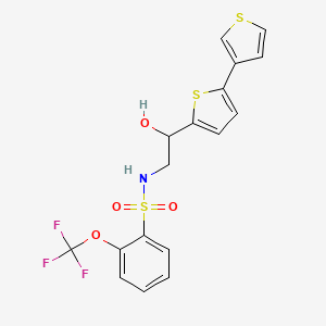 molecular formula C17H14F3NO4S3 B2965755 N-(2-([2,3'-bithiophen]-5-yl)-2-hydroxyethyl)-2-(trifluoromethoxy)benzenesulfonamide CAS No. 2309797-84-8