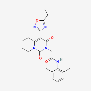 molecular formula C22H25N5O4 B2965761 N-(2,6-dimethylphenyl)-2-[4-(5-ethyl-1,2,4-oxadiazol-3-yl)-1,3-dioxo-1H,2H,3H,5H,6H,7H,8H-pyrido[1,2-c]pyrimidin-2-yl]acetamide CAS No. 1775541-72-4