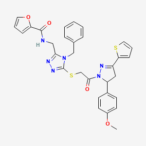 N-((4-benzyl-5-((2-(5-(4-methoxyphenyl)-3-(thiophen-2-yl)-4,5-dihydro-1H-pyrazol-1-yl)-2-oxoethyl)thio)-4H-1,2,4-triazol-3-yl)methyl)furan-2-carboxamide