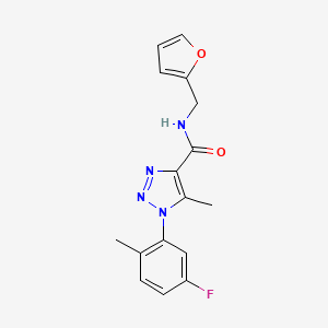 molecular formula C16H15FN4O2 B2965764 1-(5-fluoro-2-methylphenyl)-N-(furan-2-ylmethyl)-5-methyl-1H-1,2,3-triazole-4-carboxamide CAS No. 1326856-85-2