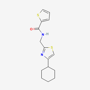 molecular formula C15H18N2OS2 B2965772 N-[(4-cyclohexyl-1,3-thiazol-2-yl)methyl]thiophene-2-carboxamide CAS No. 2034335-39-0