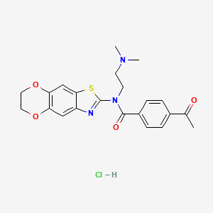 4-acetyl-N-(6,7-dihydro-[1,4]dioxino[2',3':4,5]benzo[1,2-d]thiazol-2-yl)-N-(2-(dimethylamino)ethyl)benzamide hydrochloride