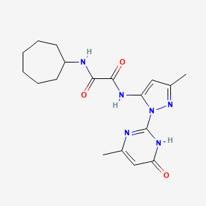molecular formula C18H24N6O3 B2965781 N1-cycloheptyl-N2-(3-methyl-1-(4-methyl-6-oxo-1,6-dihydropyrimidin-2-yl)-1H-pyrazol-5-yl)oxalamide CAS No. 1013890-15-7