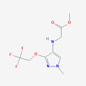 molecular formula C9H12F3N3O3 B2965800 Methyl 2-[[1-methyl-3-(2,2,2-trifluoroethoxy)pyrazol-4-yl]amino]acetate CAS No. 2247206-40-0