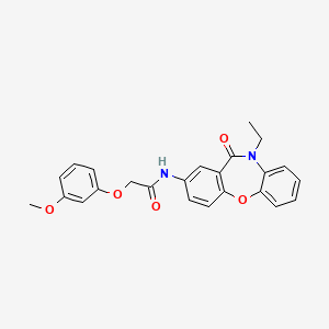 molecular formula C24H22N2O5 B2965804 N-(10-ethyl-11-oxo-10,11-dihydrodibenzo[b,f][1,4]oxazepin-2-yl)-2-(3-methoxyphenoxy)acetamide CAS No. 921890-62-2