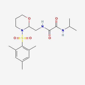 molecular formula C19H29N3O5S B2965808 N1-isopropyl-N2-((3-(mesitylsulfonyl)-1,3-oxazinan-2-yl)methyl)oxalamide CAS No. 872976-08-4