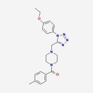 molecular formula C22H26N6O2 B2965836 (4-((1-(4-ethoxyphenyl)-1H-tetrazol-5-yl)methyl)piperazin-1-yl)(p-tolyl)methanone CAS No. 1049478-49-0