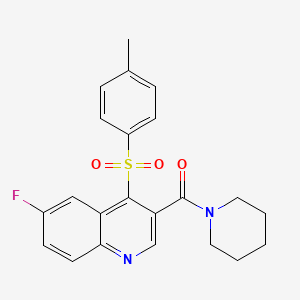 molecular formula C22H21FN2O3S B2965841 (6-Fluoro-4-tosylquinolin-3-yl)(piperidin-1-yl)methanone CAS No. 1111014-51-7