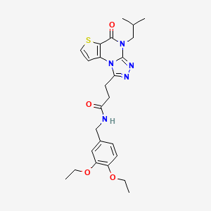 molecular formula C25H31N5O4S B2965854 N-(3,4-diethoxybenzyl)-3-(4-isobutyl-5-oxo-4,5-dihydrothieno[2,3-e][1,2,4]triazolo[4,3-a]pyrimidin-1-yl)propanamide CAS No. 1189458-46-5