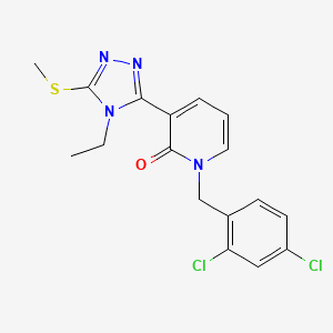 molecular formula C17H16Cl2N4OS B2965863 1-(2,4-dichlorobenzyl)-3-[4-ethyl-5-(methylsulfanyl)-4H-1,2,4-triazol-3-yl]-2(1H)-pyridinone CAS No. 860649-41-8