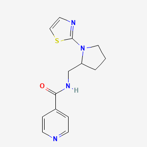 molecular formula C14H16N4OS B2965869 N-((1-(thiazol-2-yl)pyrrolidin-2-yl)methyl)isonicotinamide CAS No. 1795492-17-9