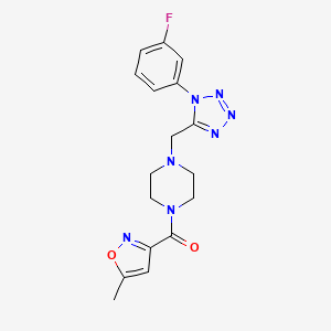 (4-((1-(3-fluorophenyl)-1H-tetrazol-5-yl)methyl)piperazin-1-yl)(5-methylisoxazol-3-yl)methanone