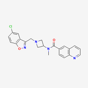 molecular formula C22H19ClN4O2 B2965890 N-{1-[(5-chloro-1,2-benzoxazol-3-yl)methyl]azetidin-3-yl}-N-methylquinoline-6-carboxamide CAS No. 2380187-59-5