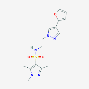 N-(2-(4-(furan-2-yl)-1H-pyrazol-1-yl)ethyl)-1,3,5-trimethyl-1H-pyrazole-4-sulfonamide