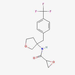 molecular formula C15H16F3NO3 B2965953 N-(3-{[4-(trifluoromethyl)phenyl]methyl}oxolan-3-yl)oxirane-2-carboxamide CAS No. 2411268-77-2