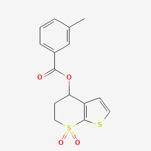 molecular formula C15H14O4S2 B2965959 (7,7-dioxo-5,6-dihydro-4H-thieno[2,3-b]thiopyran-4-yl) 3-methylbenzoate CAS No. 343373-68-2