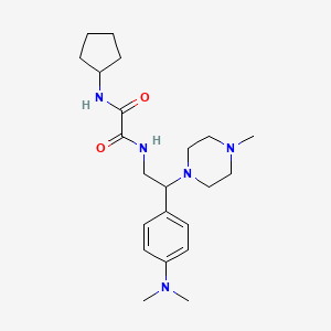 molecular formula C22H35N5O2 B2965962 N-cyclopentyl-N'-{2-[4-(dimethylamino)phenyl]-2-(4-methylpiperazin-1-yl)ethyl}ethanediamide CAS No. 941869-35-8
