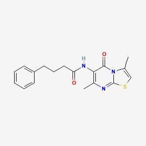 molecular formula C18H19N3O2S B2965966 N-(3,7-dimethyl-5-oxo-5H-thiazolo[3,2-a]pyrimidin-6-yl)-4-phenylbutanamide CAS No. 946250-41-5